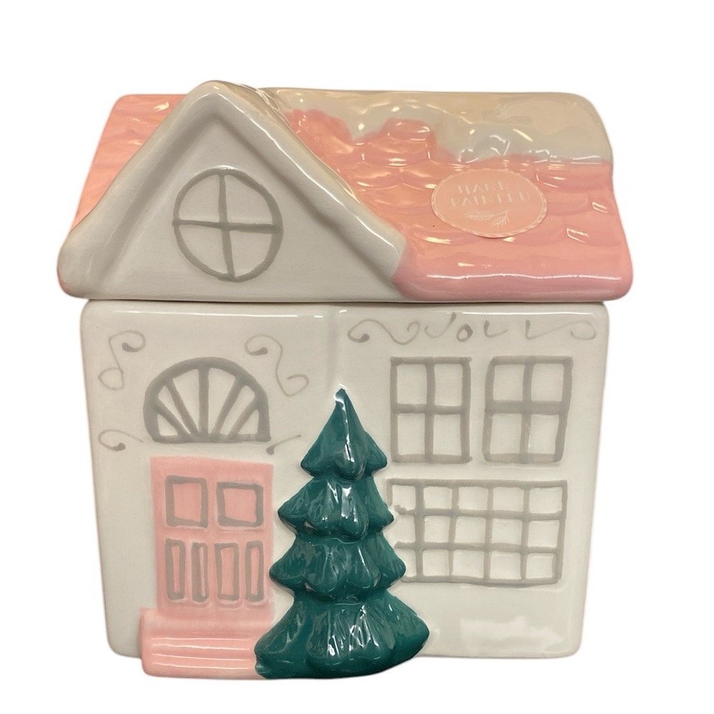Holiday House Cookie Jar – Pink and White